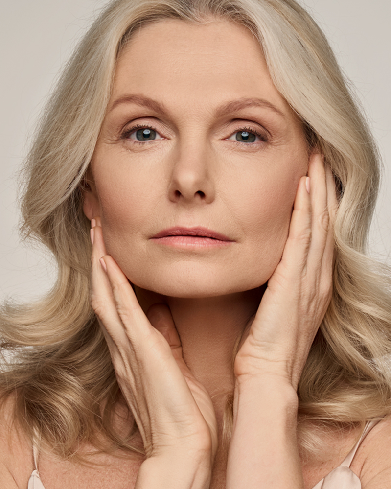 Woman model posing for anti-wrinkle treatment